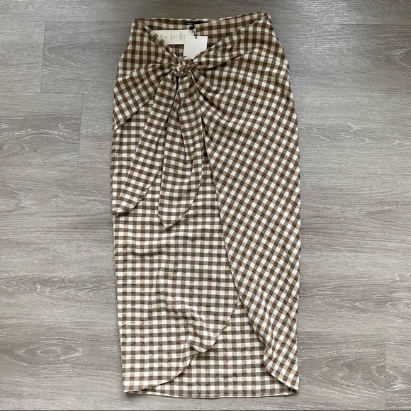 Zara Gingham Wrap Midi Skirt - Picture 6 of 10